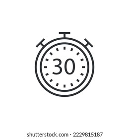 stop watch time vector icon alarm clock showing minutes seconds