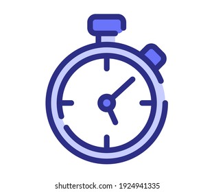 stop watch timer counter single isolated icon with dash or dashed line style