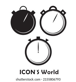  Stop watch timer flat vector icon for apps and websites