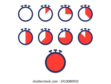Stop watch, timer icon Set. Vector illustrations
