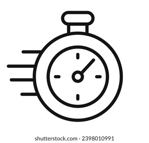 Stop watch vector line icon isolated on white background, flat outline illustration of stopclock pictogram, urgency business concept