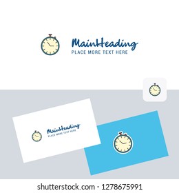 Stop watch vector logotype with business card template. Elegant corporate identity. - Vector