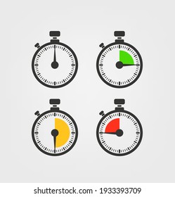 Stop watch vector silhouettes with different arrow position
