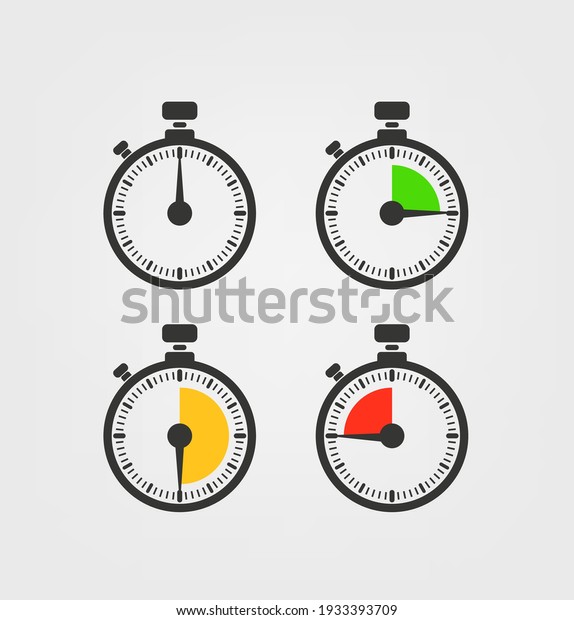 Stop watch vector silhouettes with different\
arrow position