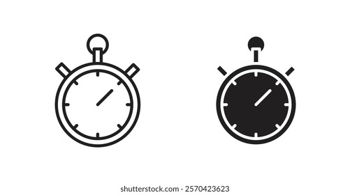 Stop watch vector web icons set