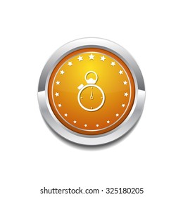 Stop Watch Yellow Vector Icon Button