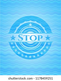 Stop water concept emblem background.