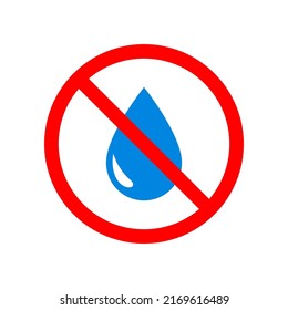 Stop water drop sign. Forbidden icon for wet, water and liquid. Warning symbol for not waterproof. Ban for rain, aqua and spray. Prohibition for drip. Vector.