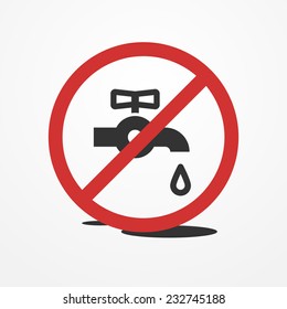 Stop Water Leak Sign, Water Tap And Drop Icon