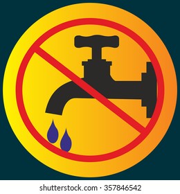 Stop Water Leak Sign, Water Tap And Drop Icon