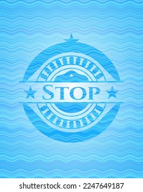 Stop water wave representation badge. Vector Illustration. Detailed. 