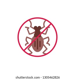 Stop weevil insect flat icon, vector sign, colorful pictogram isolated on white. No weevil pest symbol, logo illustration. Flat style design