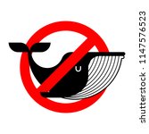 Stop Whale. It is forbidden to Underwater animal. Red prohibitory road sign. Ban Whales. Vector illustration
