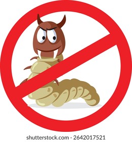 
Stop Woodworm Vector Cartoon Sign of Awareness Design. Symbol for pest controlling insects that infest a house 
