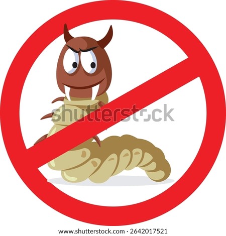 
Stop Woodworm Vector Cartoon Sign of Awareness Design. Symbol for pest controlling insects that infest a house 

