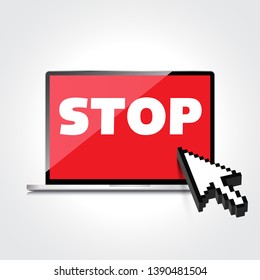 Stop word display on High-quality laptop screen.