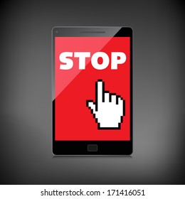 Stop word display on High-quality smartphone screen.