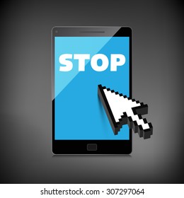 Stop word display on High-quality smartphone screen.