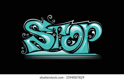 STOP word graffiti style design