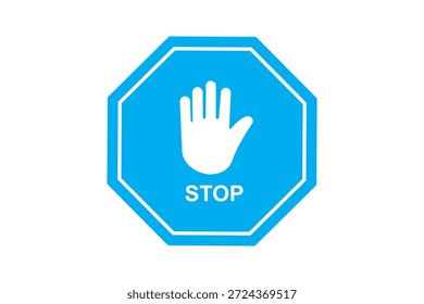 Icono de la autoridad del trabajo de la parada, icono de la mano de la parada sobre el polígono rojo