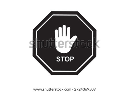 stop work authority icon, stop hand icon over red polygon