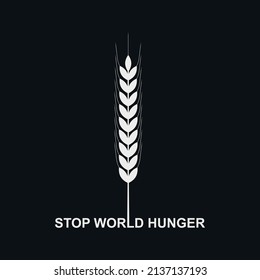 Stop world hunger vector logo isolated on black background.