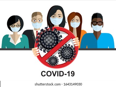 Stop Wuhan Covid-19, coronavirus sign. Dangerous chinese Covid-19 corona virus, SARS pandemic risk alert. Coronavirus outbreak in China.