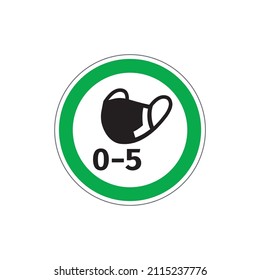 STOP! Yes for children under 5 years. Vector. The icon with a green contour on a white background. For any use. Warns.	