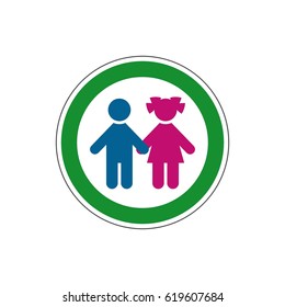 STOP! Yes for children. VECTOR. The icon with a green contour on a white background. For any use.