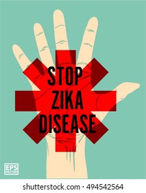 stop zika hand holding illustration 