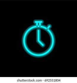 Stopclock blue glowing neon ui ux icon. Glowing sign logo vector