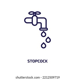 stopcock icon from construction collection. Thin linear stopcock, drop, save outline icon isolated on white background. Line vector stopcock sign, symbol for web and mobile