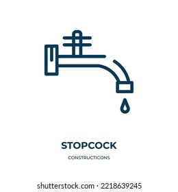 Stopcock Icon. Lineare Vektorgrafik aus der Konstrukticons-Sammlung. Umriss-Stopcock-Symbol-Vektorgrafik. Dünnliniensymbol für Web- und mobile Apps, Logo, Printmedien.