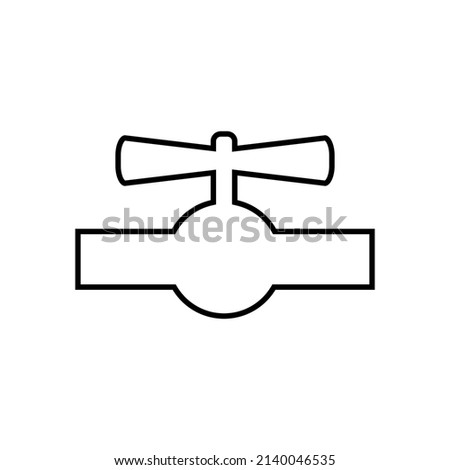 Stopcock line icon. Pipe and stopcock valve to contol flow of liquid of gas. Vector Illustration