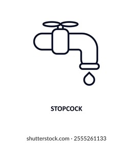 stopcock outline icon.  Thin line icon from construction collection. Editable vector isolated on white background