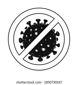 Stop-Coronavirus sign bw vector illustration concept isolated on white background.