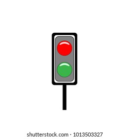 Stoplight sign. Icon traffic light on white background. Symbol regulate movement safety and warning. Electricity semaphore regulate transportation on crossroads urban road. Vector illustration.