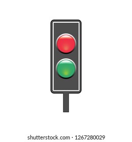 Stoplight sign. Icon traffic light on white background. Symbol regulate movement safety and warning. Electricity semaphore regulate transportation on crossroads urban road. Flat vector illustration.