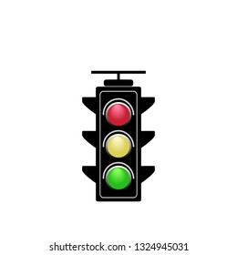 Stoplight sign. Icon traffic light on white background. Symbol regulate movement safety and warning. Electricity semaphore regulate transportation on crossroads urban road. Vector illustration