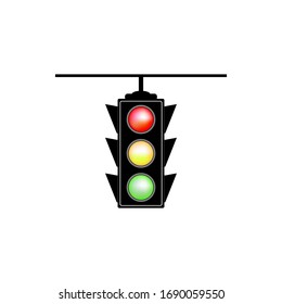Stoplight sign. Icon traffic light on white background. Symbol regulate movement safety and warning. Electricity semaphore regulate transportation on crossroads urban road. Flat vector illustration