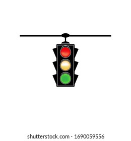 Stoplight sign. Icon traffic light on white background. Symbol regulate movement safety and warning. Electricity semaphore regulate transportation on crossroads urban road. Flat vector illustration