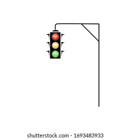 Stoplight sign. Icon traffic light on white background. Symbol regulate movement safety and warning. Electricity semaphore regulate transportation on crossroads urban road. Flat vector illustration