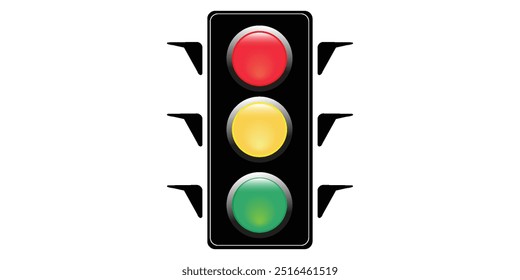 Stoplight sign. Icon traffic light on white background. Symbol regulate movement safety and warning. Electricity semaphore regulate transportation on crossroads urban road. Flat vector illustration.