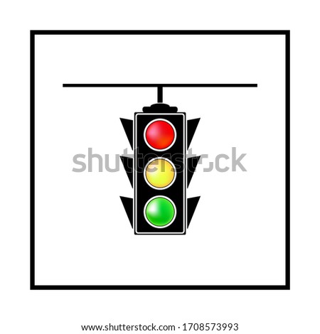 Stoplight sign. Icon traffic light on white background. Symbol regulate movement safety and warning. Electricity semaphore regulate transportation on crossroads urban road. Flat vector illustration