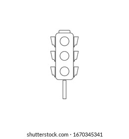 Silhouette de Stoplight. Icono del semáforo sobre fondo blanco. Los símbolos regulan la seguridad del movimiento y la advertencia. Semáforo de electricidad para transporte en carreteras urbanas. Ilustración vectorial plana.