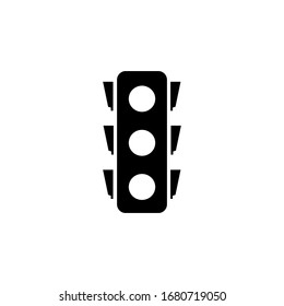 Stoplight silhouette. Icon traffic light on white background. Symbol movement safety and warning. Electrical semaphore for regulate transportation on crossroads urban road. Flat vector illustration