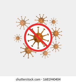 Stopping Corona Virus icon bacteria. Coronavirus 2019-nCoV. China pathogen respiratory infection (asian flu outbreak). influenza pandemic. Vector Illustration.