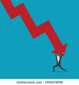 Stopping a depressing graph, Vector illustration in flat style