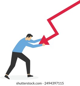 Stopping a depressing graph, Vector illustration in flat style

