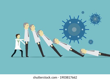 Stopping the epidemic from person to person, Vector illustration in flat style